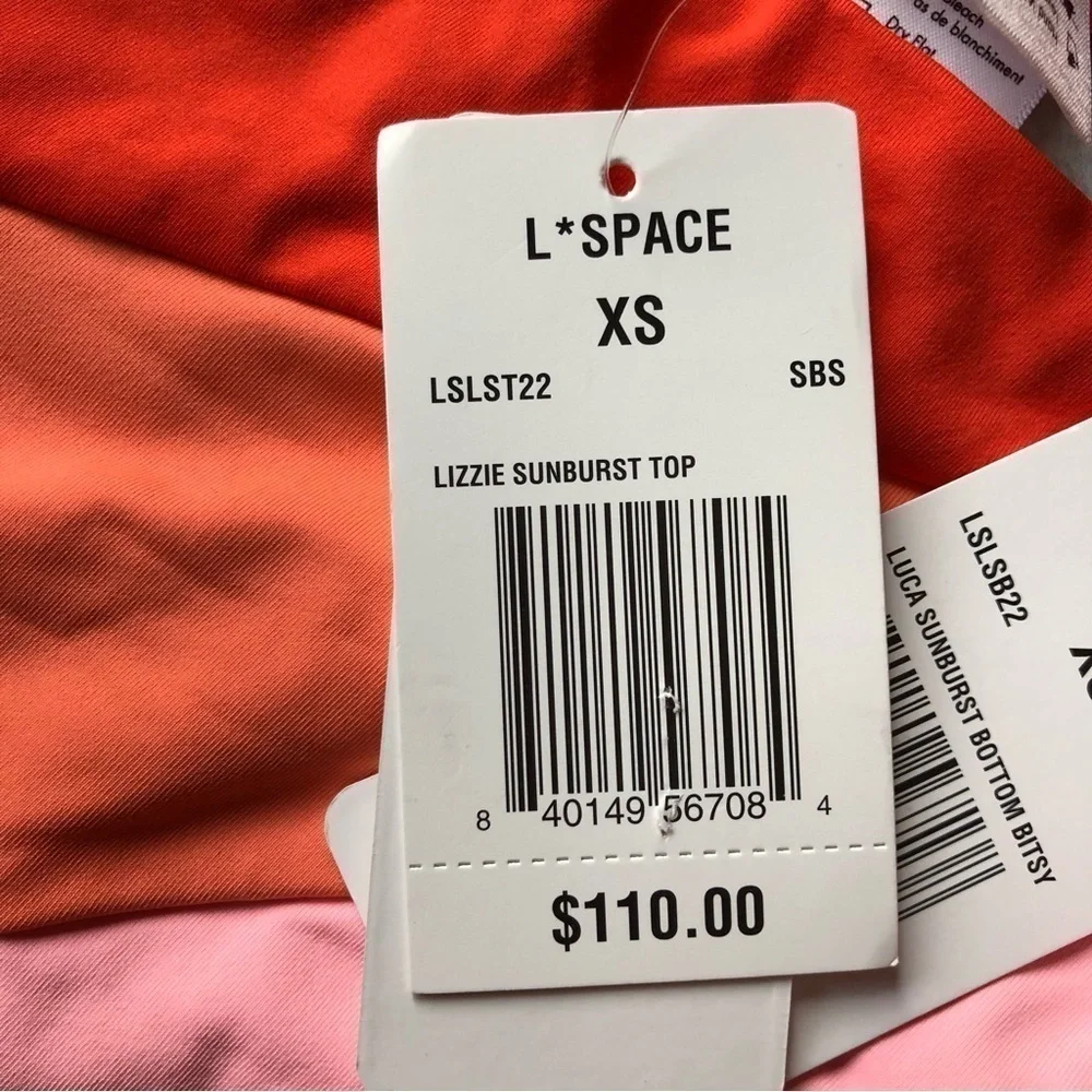 L space Lizzie Sunburst Top And Luca Sunburst Bitsy Bottoms Size XS NWT
